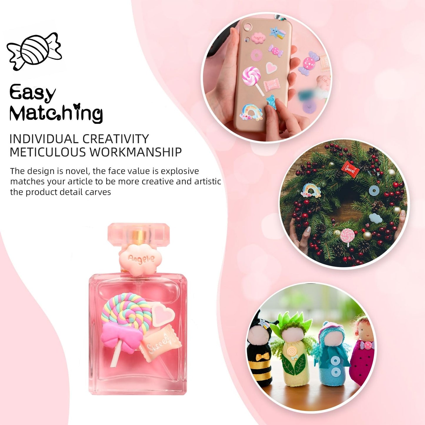 WILLBOND 120 Pieces Assorted Charms Cute Set Flatback Beads Making Kit Mixed Candy Sweets Resin Random Kawaii Candy Resin Ornaments for DIY Craft Scrapbooking Decoration