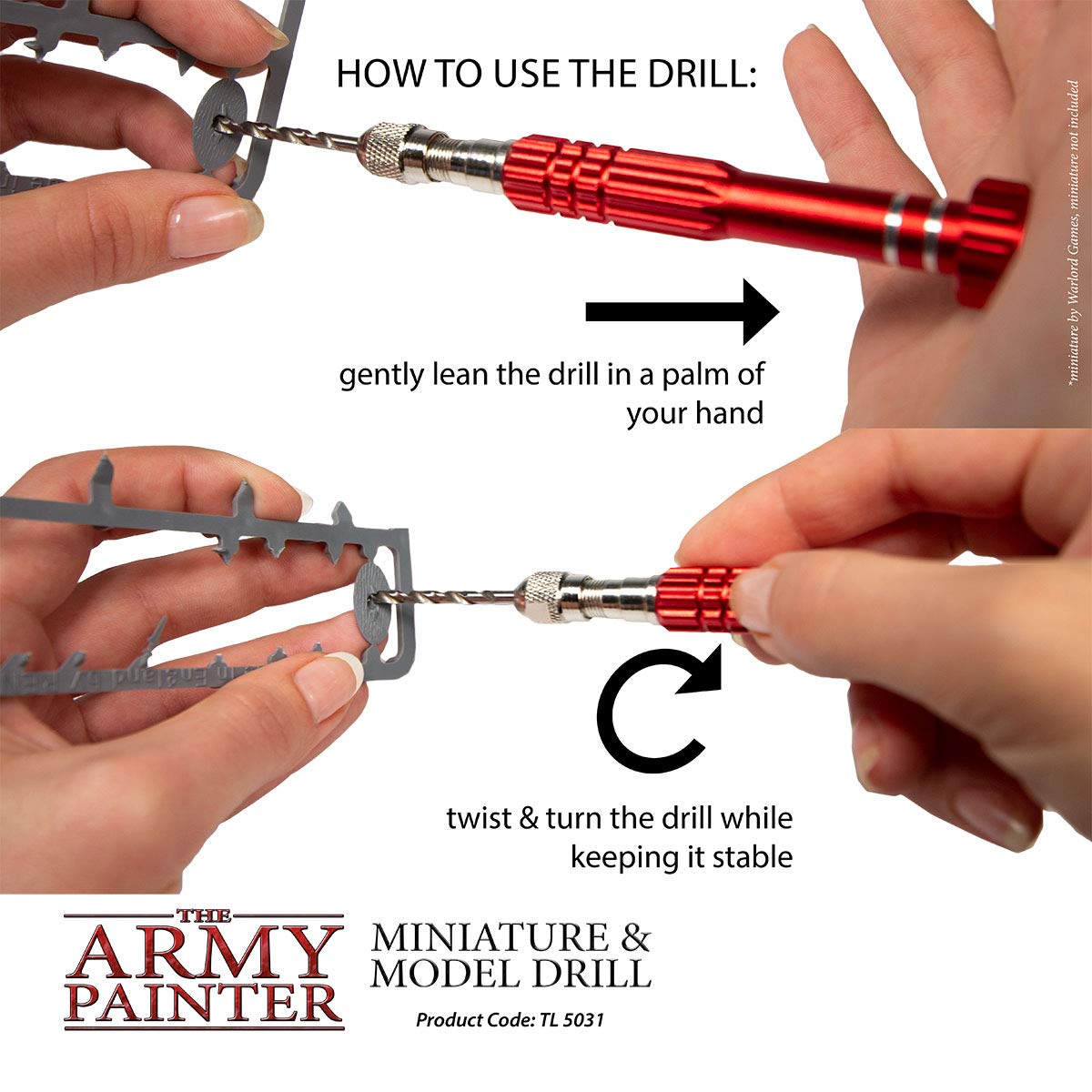 The Army Painter, Miniature & Model Drill - Pin Vise Hobby Drilling with Three Bits for Tabletop Roleplaying, Boardgames, and Wargames Miniature Modelling (Model Drill)