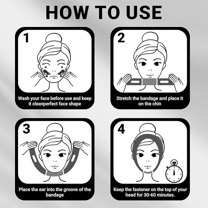 Reusable V Line Lifting Mask with Chin Strap for Sleeping,Double Chin Reducer,Face Lift Prevent Sagging, Jaw Exerciser,Black,M