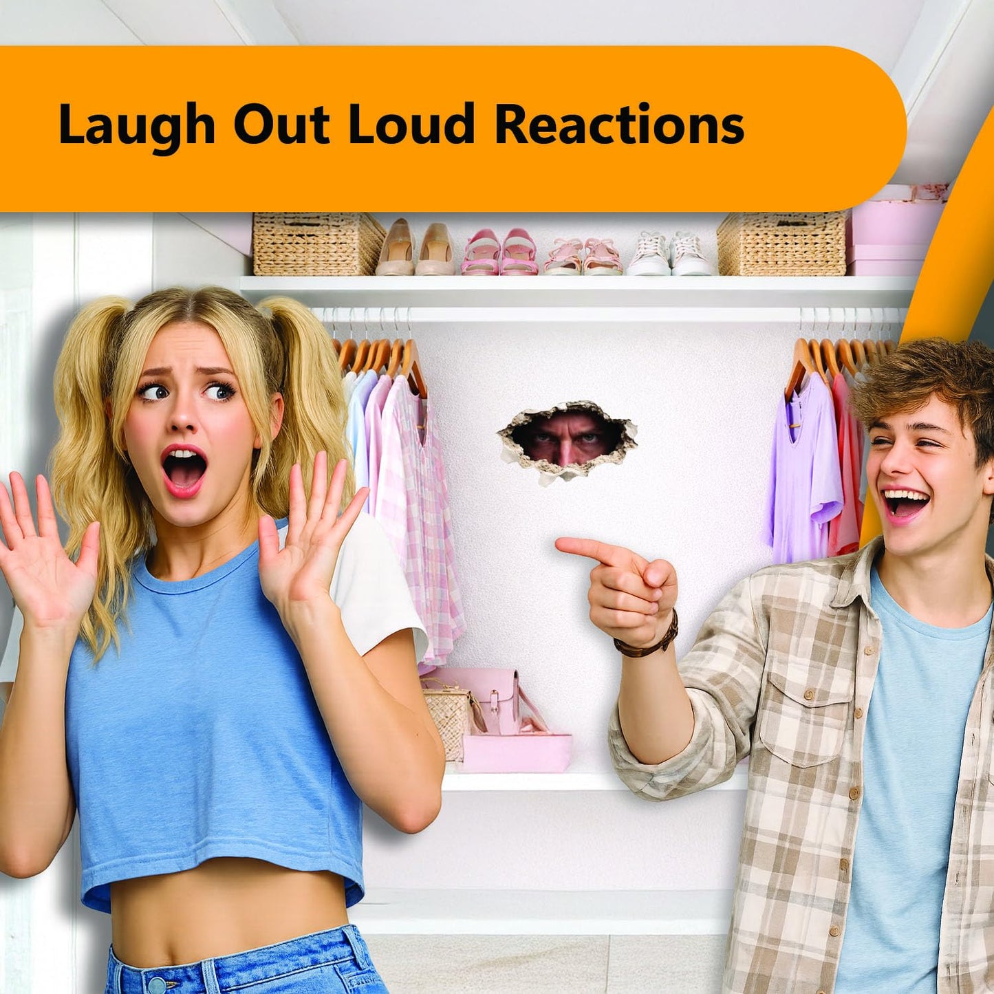 Creepy Hole-in-The-Wall Prank Stickers (5-Pack) – Reusable Peeking Face Wall Decals for Bathroom, Office & Dorm – Scary Fake Hole Gag Stickers for Pranks & Halloween Decor