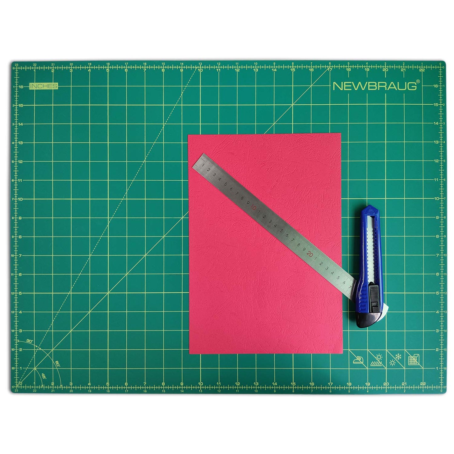 NEWBRAUG 18'' × 24'' Perfect Self Healing Cutting Mat, Non-Slip Gridded Rotary Cutting Board, Necessary for Quilting, Sewing, Craft, Fabric & Scrapbooking(Green/Black)…