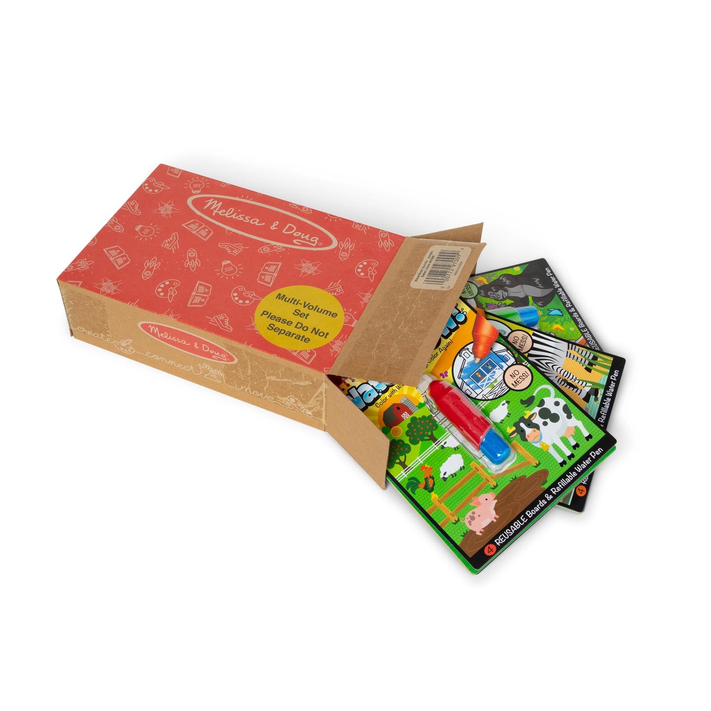 Melissa & Doug On the Go Water Wow! Reusable Color with Water Activity Pad 3-Pack, Jungle, Safari, Farm - FSC Certified