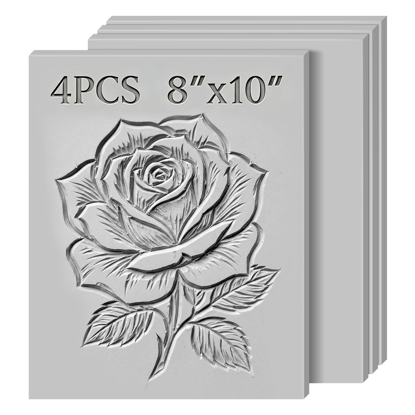 4 Pack 8 x 10 Inch Gray Rubber Stamp Carving Blocks, (0.24" Thick) Soft & Easy-to-Carve Rubber Blocks for DIY Stamp Making, Printmaking & Art Projects, Craft Supplies for Beginners and Professionals