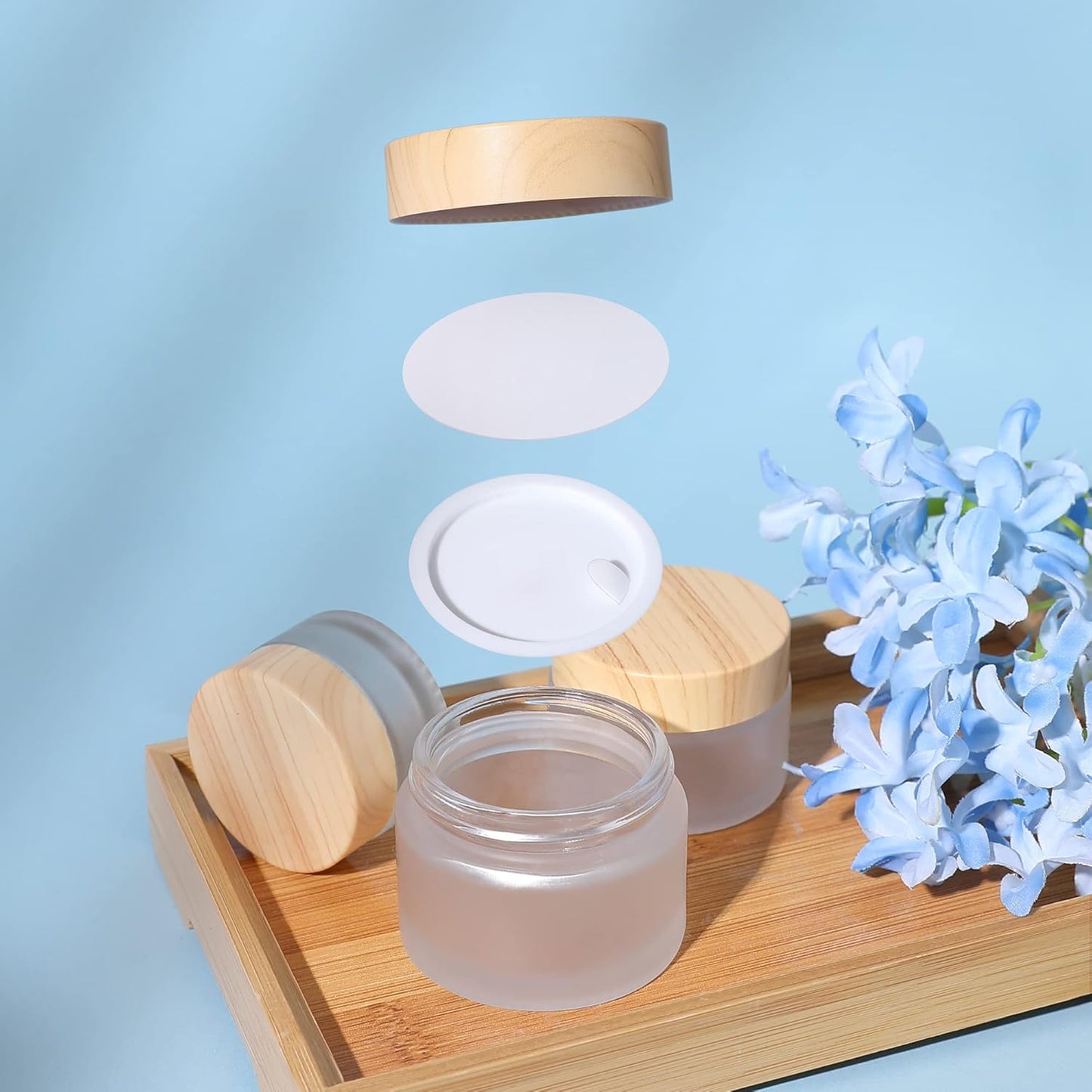 8PCS 10MLGlass Cosmetic Containers with lids，Round Frosted Glass Jars with Leakproof lids,Small Empty Glass Sample Jars for Makeup Lip Scrub Balm Lotions Sample Eye Creams DIY (8 PACK 10ML)