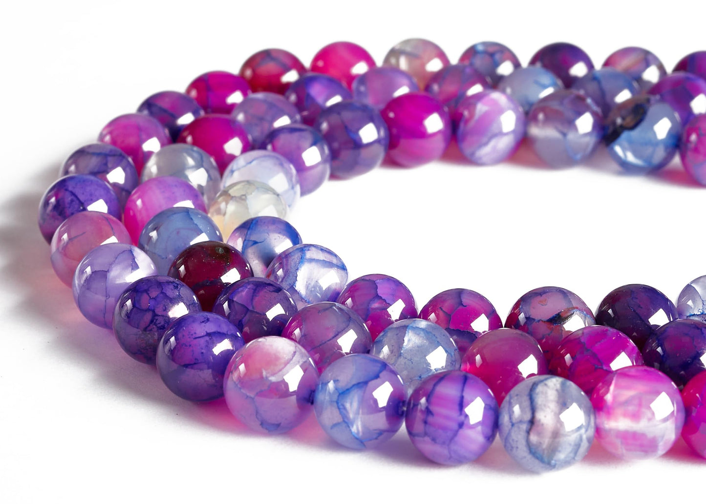 100pcs 6mm Purple Dragon Vein Agate Beads Natural Gemstone Beads Round Loose Beads for Jewelry Making
