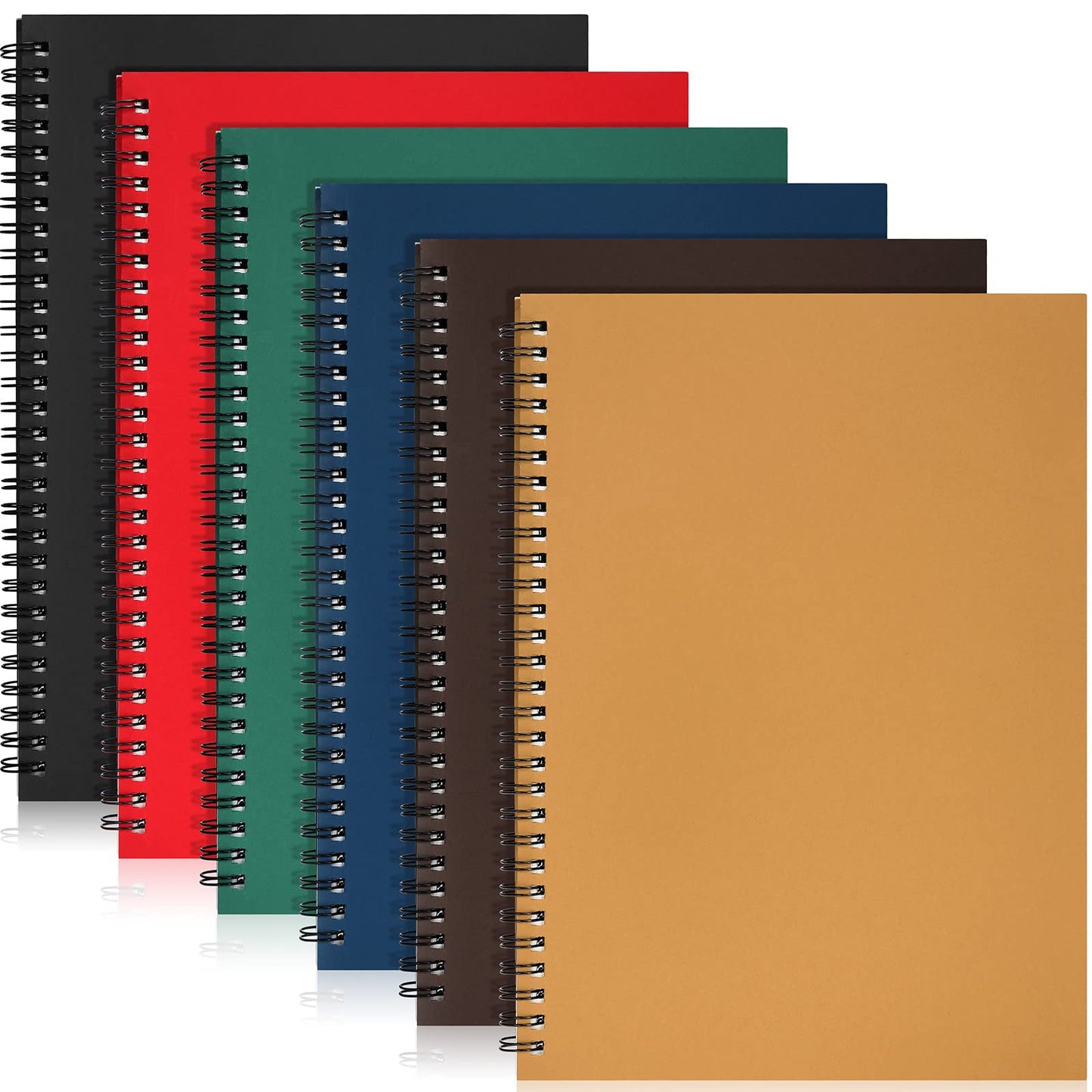 Epakh 6 Pack B5 Spiral Notebook Ruled Spiral Journal Lined Paper, 70 Sheets,140 Pages, Wire bound Notebook 10.5 x 7.3 Inch Hard Cover Memo Notepad Sketchbook for Office Travel(Multi Color)