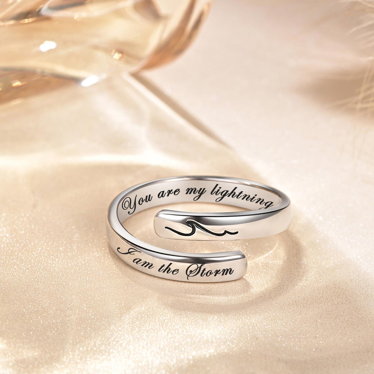 S925 Sterling Silver Inspirational Jewelry Rings Adjustable Ring Personality Encouragement Gift for Teens Women