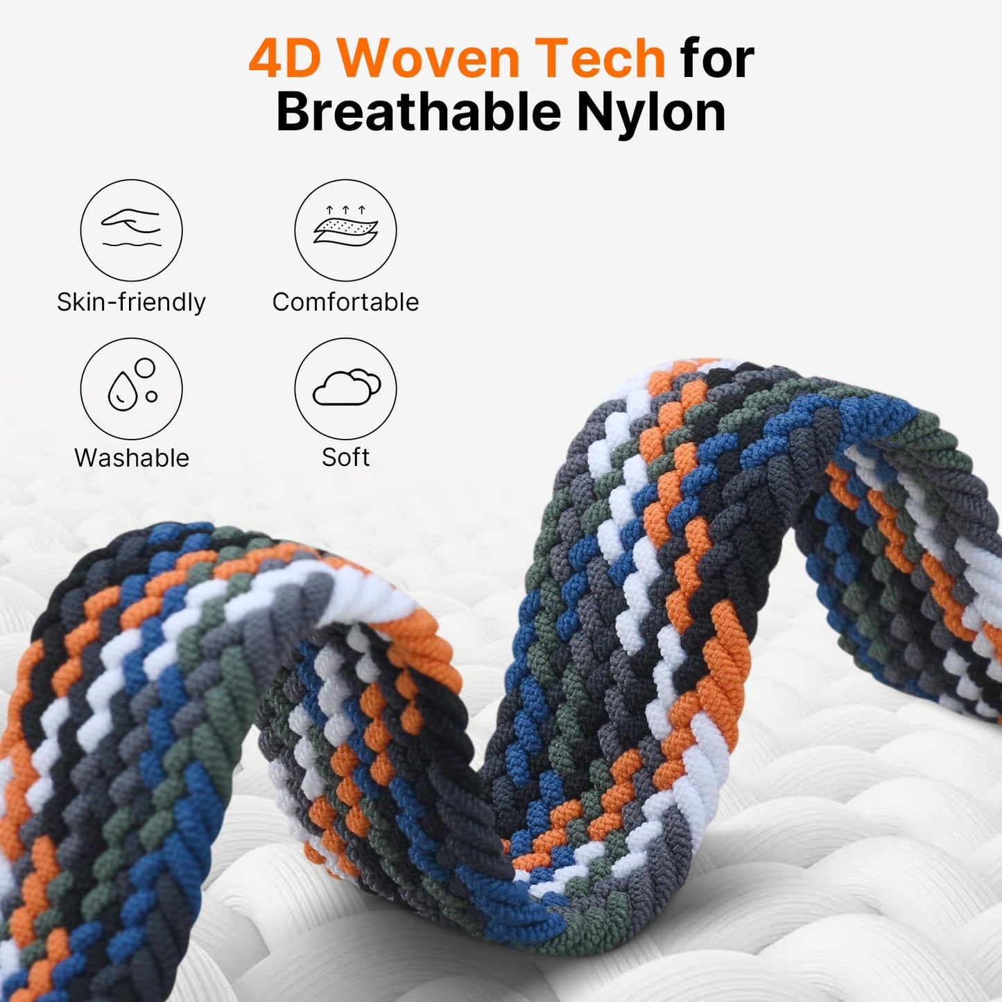 Fullmosa Magnetic Braided Watch Bands - 18mm 20mm 22mm Quick Release Watch Strap, Stretchy Nylon Solo Loop Compatible with Garmin Samsung Galaxy Amazfit for Men Women(20mm, Denim+Black)