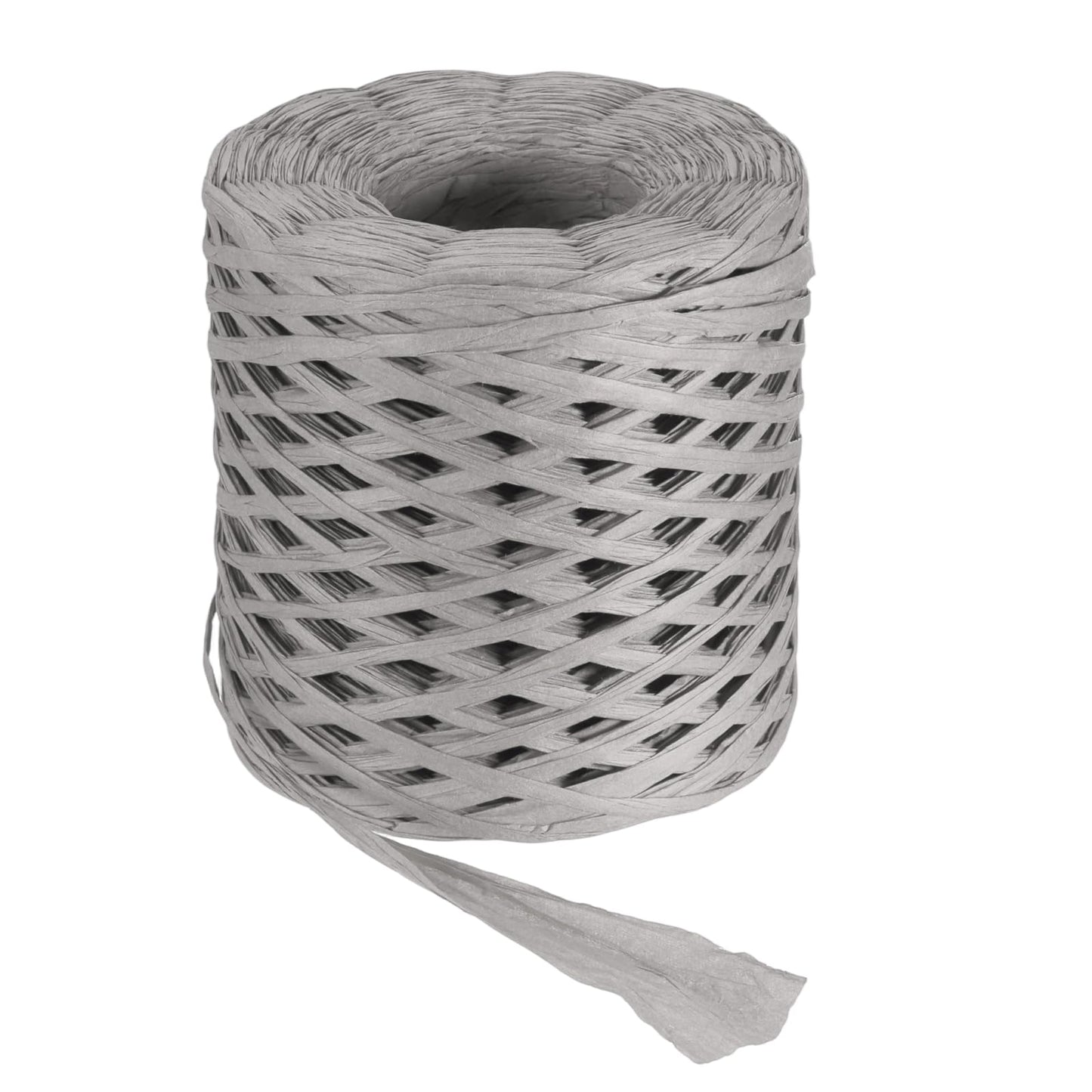 MECCANIXITY Gray Raffia Ribbon, 219 Yard Natural Raffia Paper String 4mm Wide Packing Paper Twine Rope for Gift Wrapping DIY Crafts Crocheting Knitting Holiday Decoration