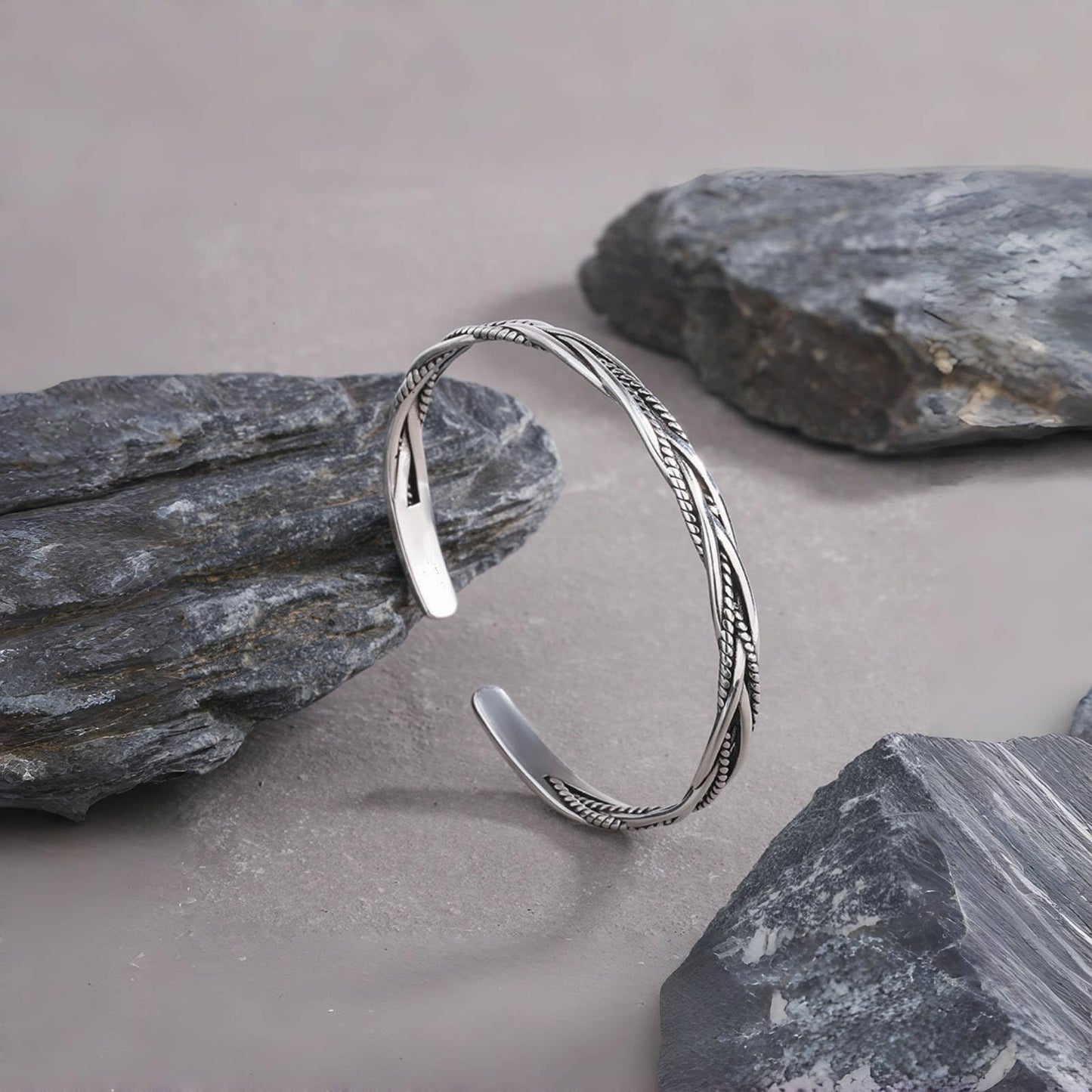 Handmade 925 Sterling Silver Bangle Bracelet For Men Weave Bangle Bangle Simple Silver Cuff Bangles Open Adjustable Bangle Bracelets For Women Men Vintage Statement Bangles Fashion Jewelry Gifts