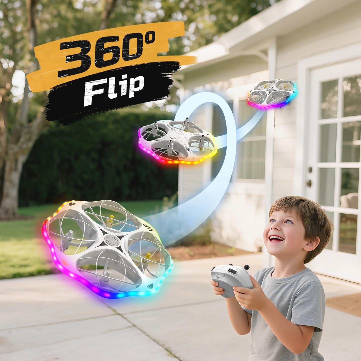WeFone WF15 Drone for Kids & Beginners with 3 Batteries 21 Min Flight, 360° Flips, Altitude Hold, One-Key Start, 3 Speeds,Colorful LED Lights for Night Flying, Great Gift Toy for Boys Girls