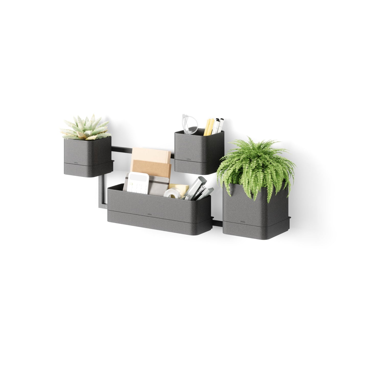 Umbra Cubiko Wall Planter with 4 Lightweight and Durable Pots (Black)