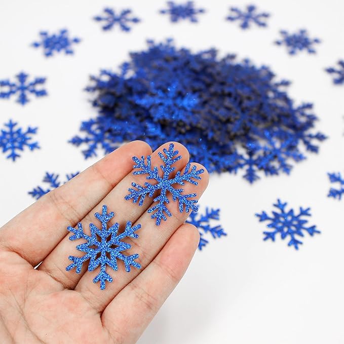200PC Snowflake Confetti Dark Blue Christmas Confetti Snowflakes Table Scatter For Winter Holiday Birthday Baby Shower Party Decorations