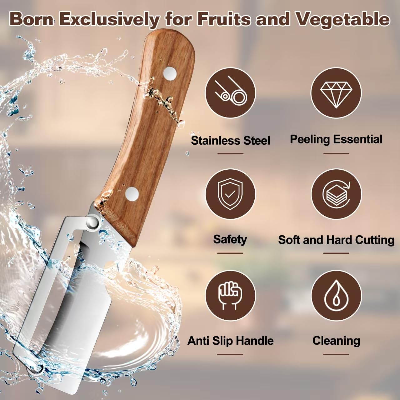 2pcs,Multi-Functional Vegetable Peeler for Kitchen, Ultra-Sharp Stainless Steel Blade with Wooden Handle & Bottle Opener, Ergonomic Fruit and Potato Peeler