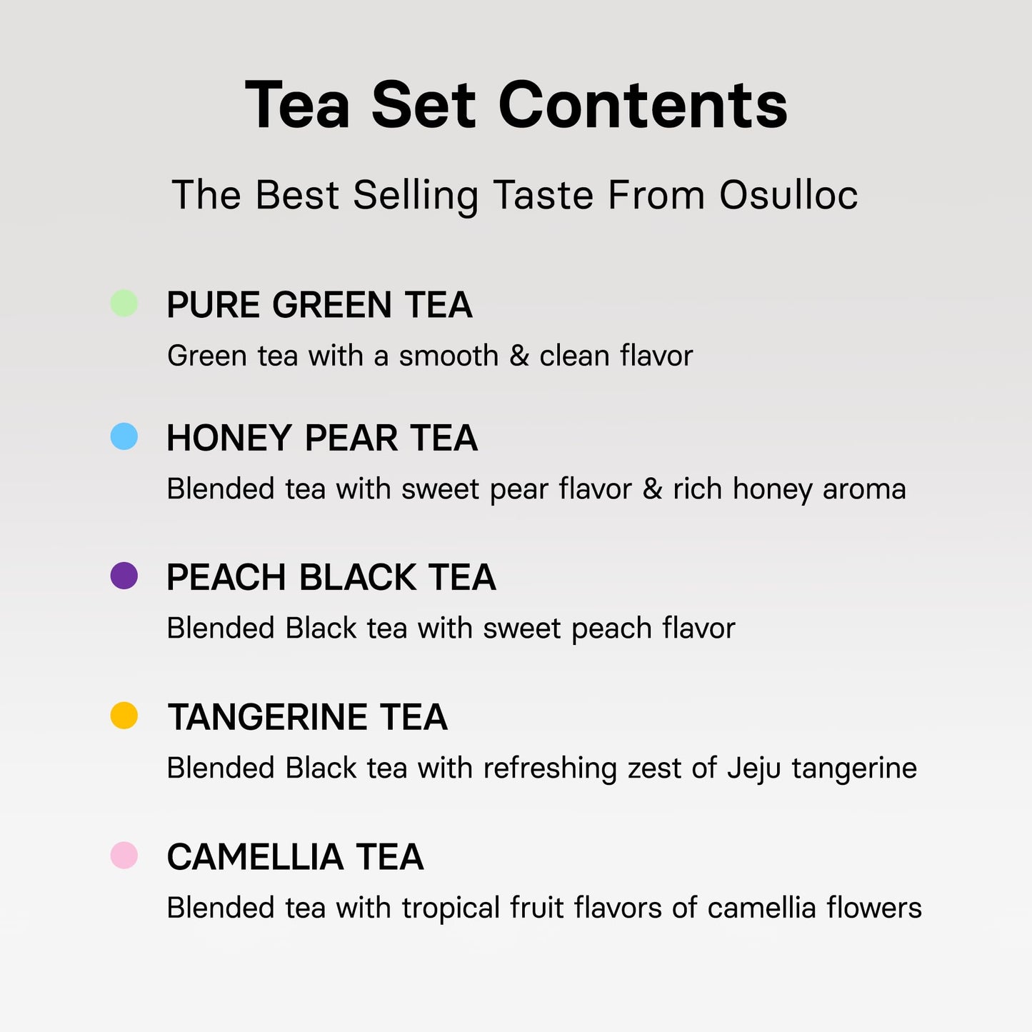 OSULLOC Premium Tea Collection (40 count, 10 flavors x 4 ea), Self Care Sampler Gift Box Variety Pack, Premium Organic Pure & Blended Tea from Jeju