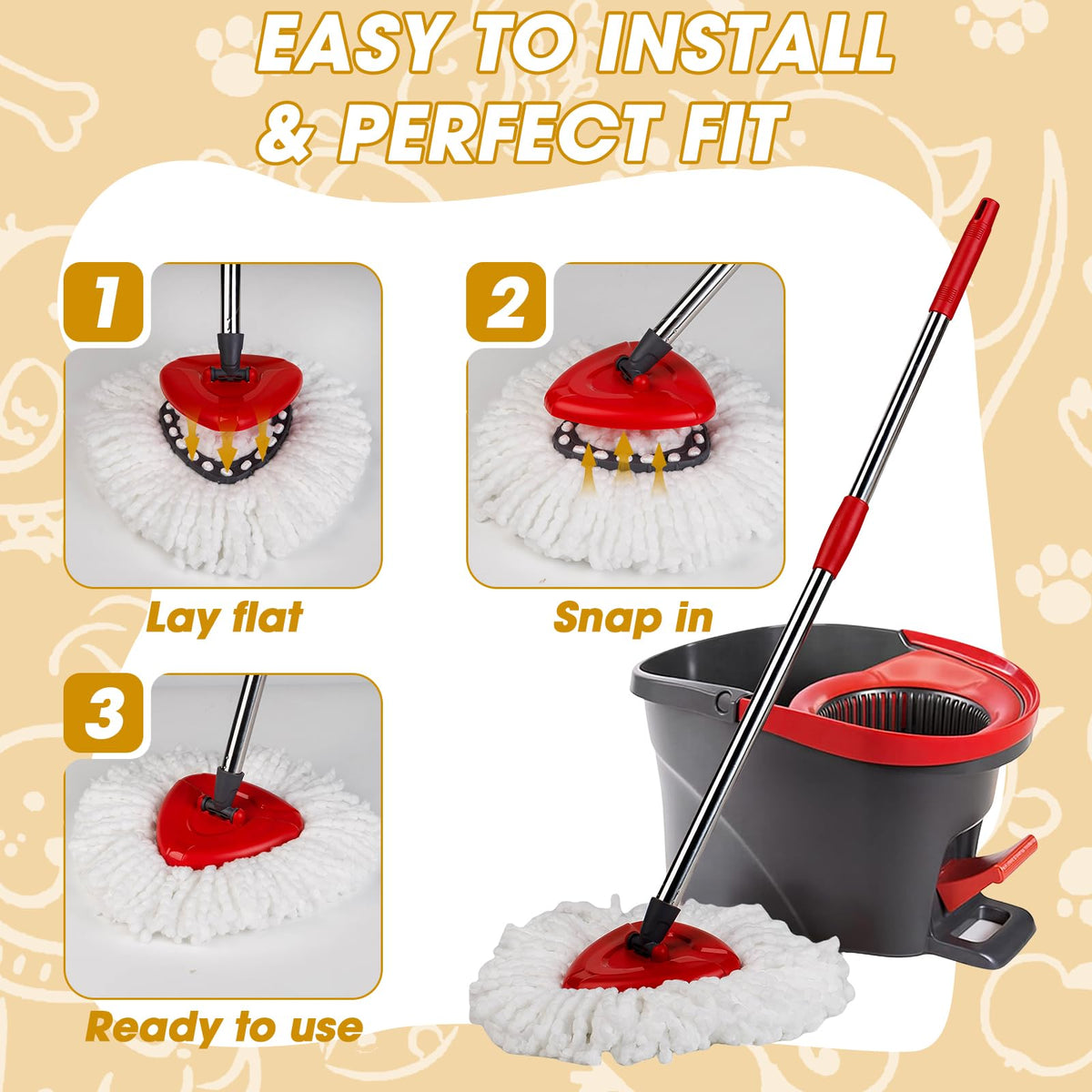 10 Pack Spin Mop Replacement Heads (10 Count)