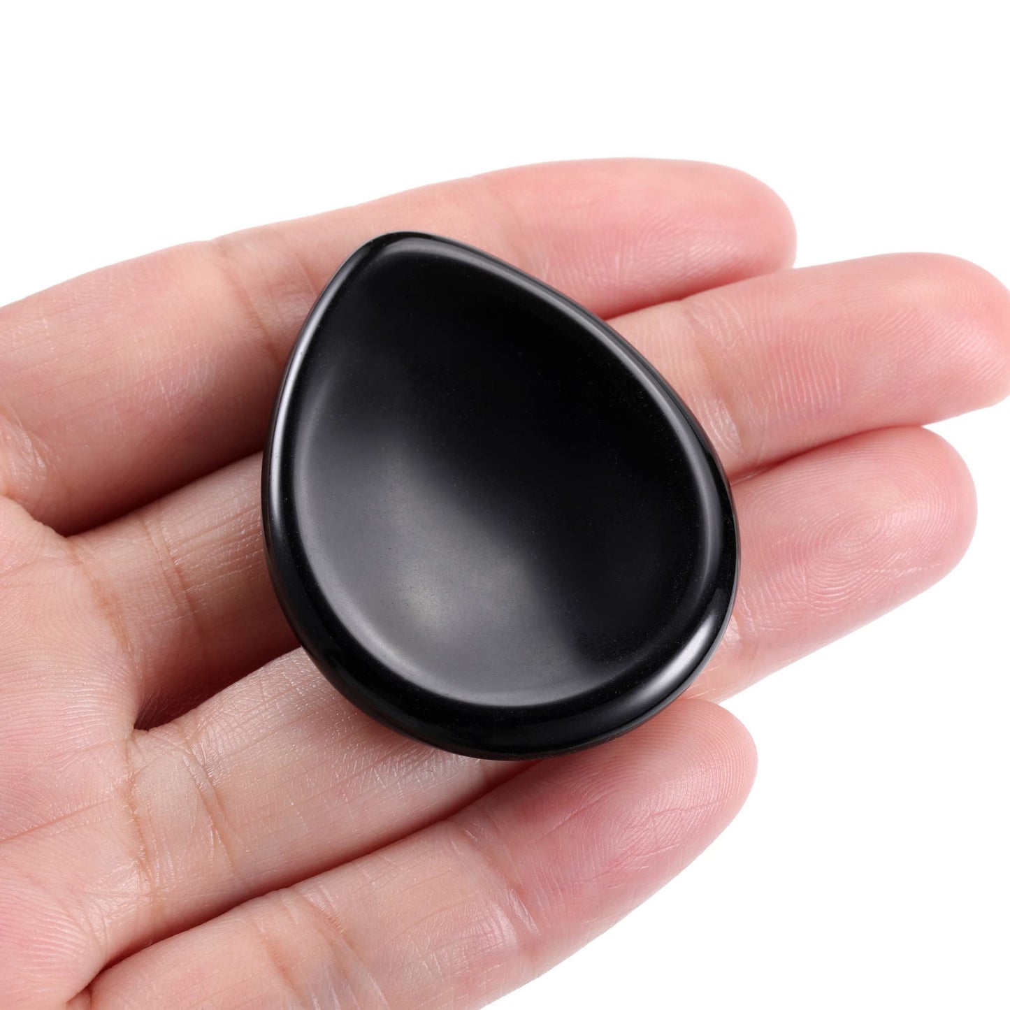 CrystalTears Black Obsidian Crystal Worry Stone Thumble Polished Healing Crystals Pocket Palm Stone Thumb Worry Stones for Anxiety Stress Relief Crystal Therapy
