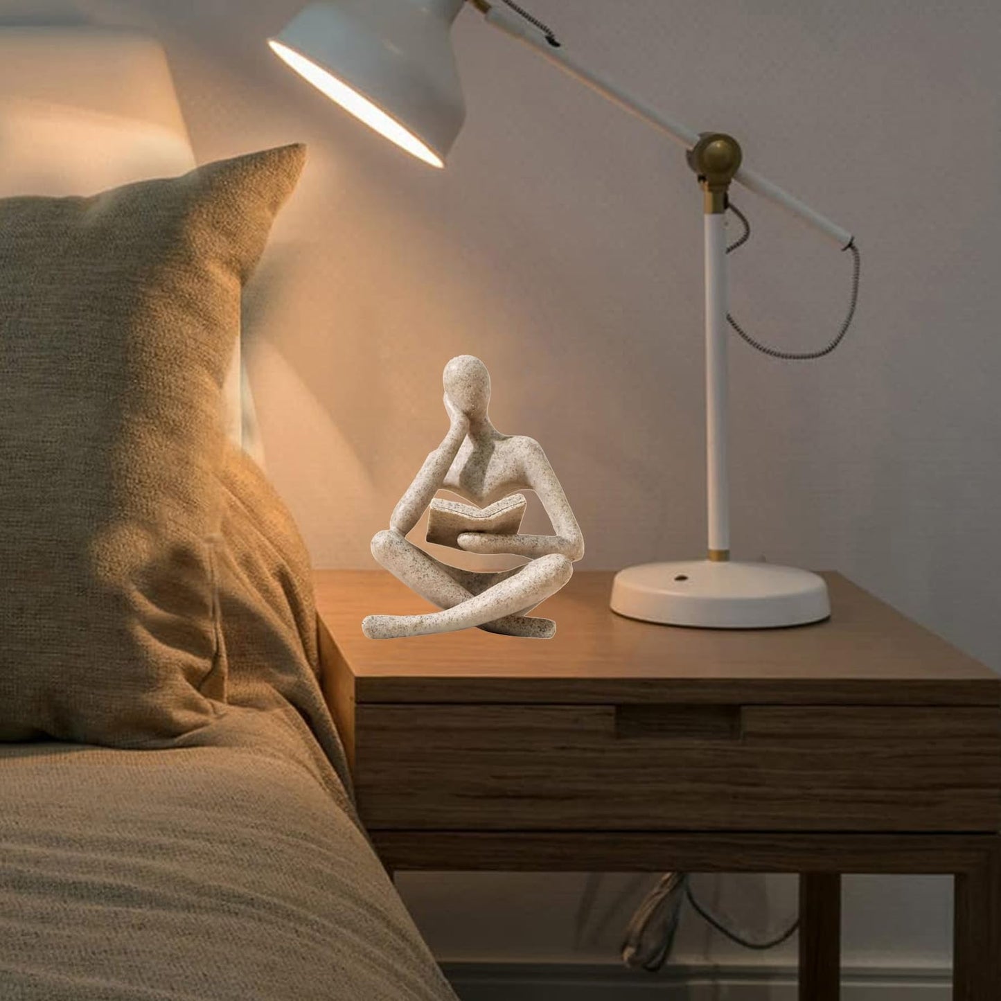 HyabDiop Bookshelf Decor Thinker Statue - Abstract Style Thinker Sculptures Modern Aesthetic Figurine Decoration Statues for Home Decor-Zuo Si-Sandstone