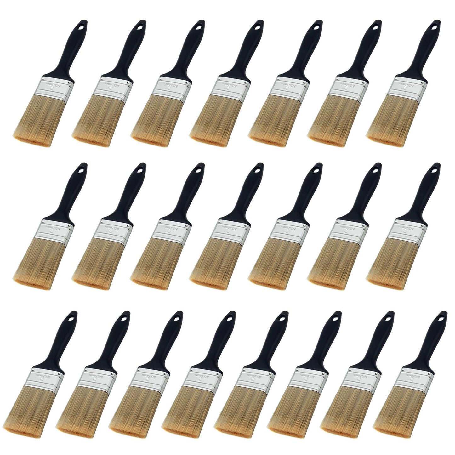 Nalegtocw 22 Pieces 2 Inch Paint Brush,Flat Paint Brushes Professional Paint Tools with Treated Plastic Handle for DIY Paint,Furniture,Deck,and Wall Trim