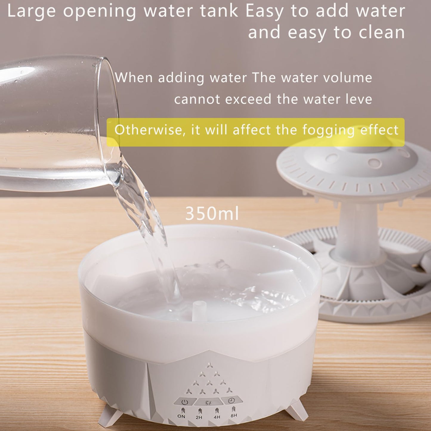Raindrop Humidifier for Bedroom, 350ml Cool Mist Humidifier with Essential Oil Diffuser, 7 Colors LED Night Light & 4 Timers, Ultrasonic Vaporizer for Home Nursery Office