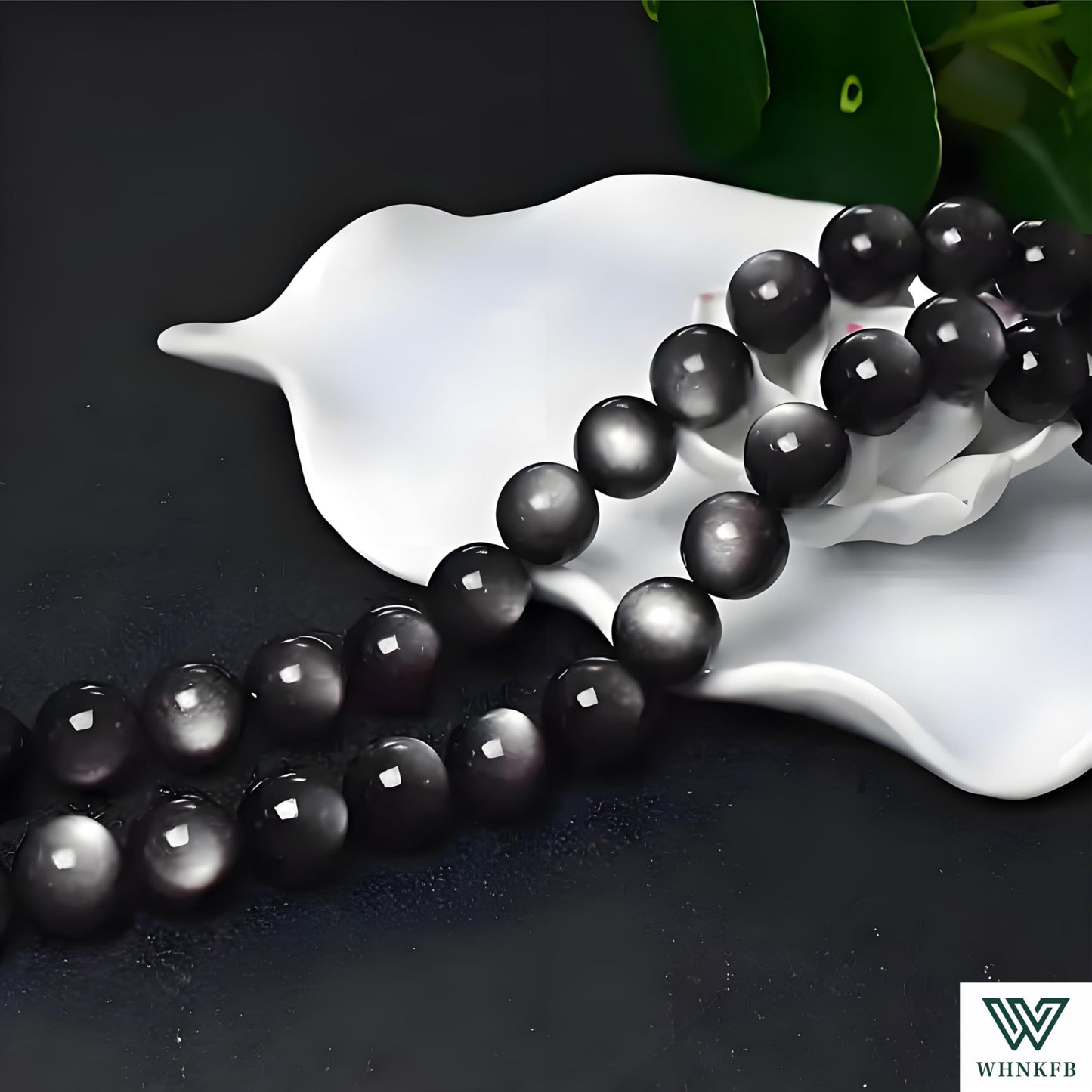 WHNKFB 8mm 50PCS Natural Silver Sheen Obsidian Round Beads, Metallic Luster Loose Gemstone Beads for Jewelry Making Craft - 4mm 6mm 8mm 10mm Options with Free Elastic Cord