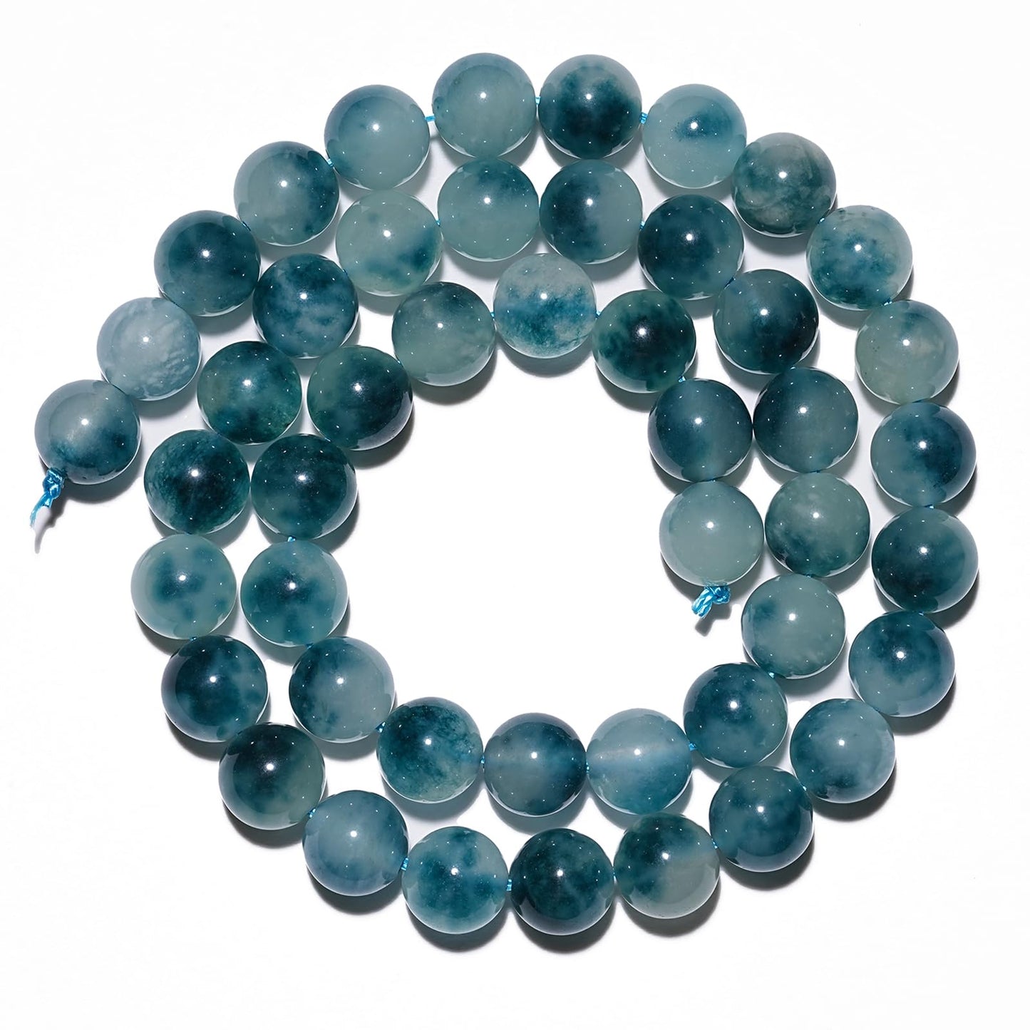 10mm Natural Aqua Blue Chalcedony Gemstone Beads Polished Round Smooth Stone Beads for Bracelets Jewelry Making 15inch Loose Beads