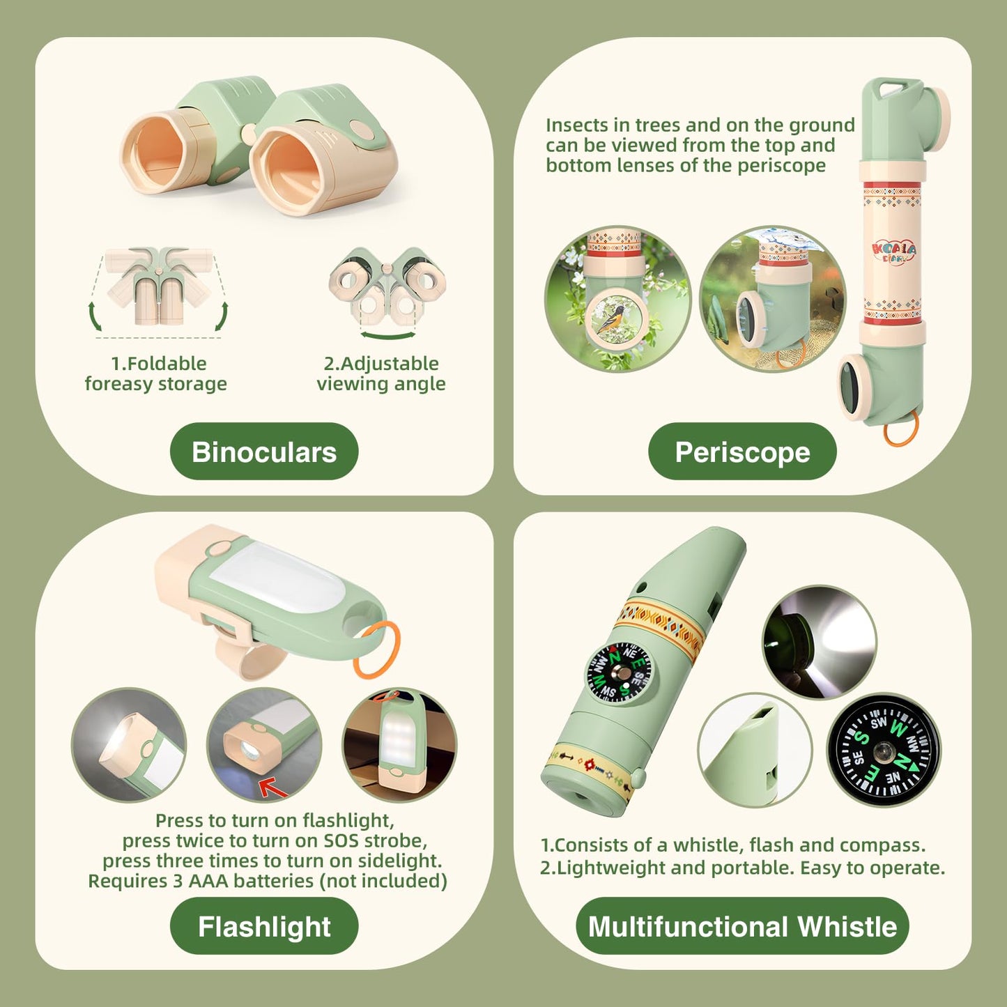 Kids Adventurer's Nature Explorer Set,Featuring Butterfly Net, Bug Catcher, Binoculars, Explorer Vest & Hat, Magnifying Glass and LED Flashlight. Perfect Educational Outdoor Gift for Ages 3+