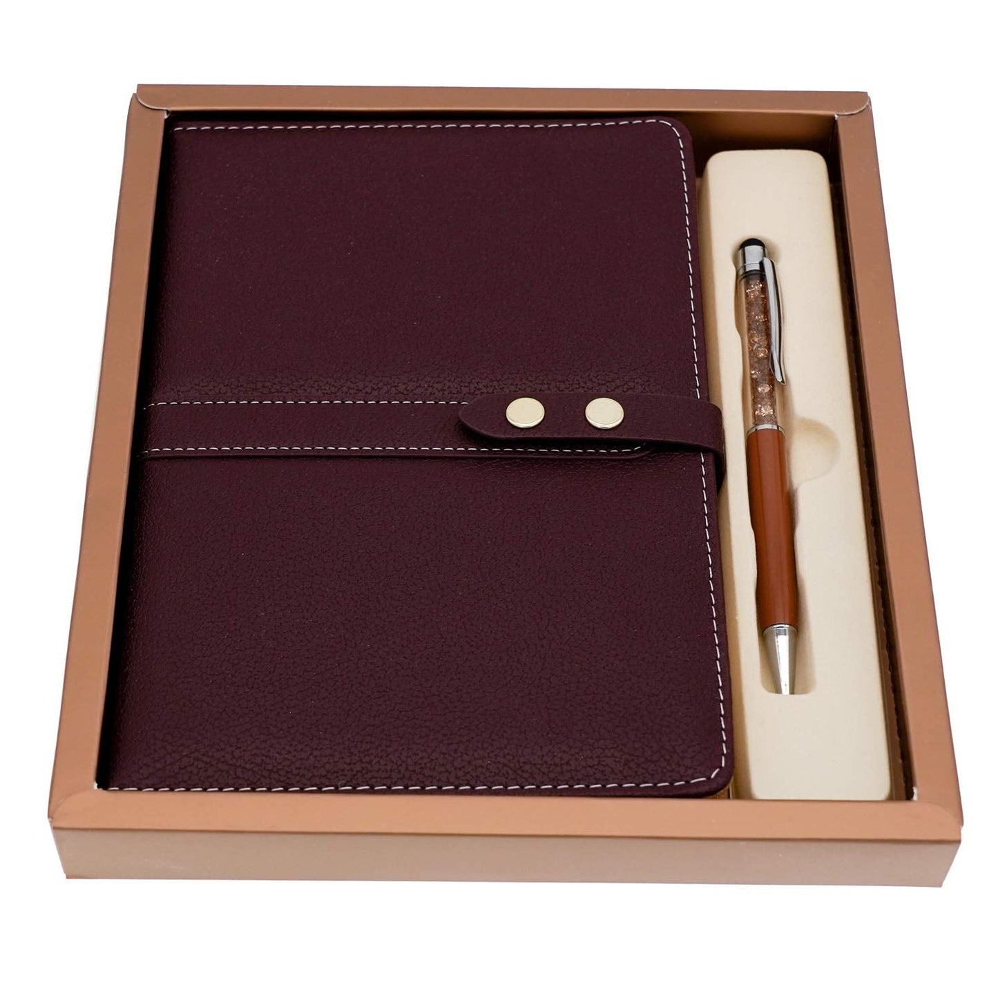 BenOpinion Hardcover Notebook Set - Thick Classic Ruled Notebook with Pen Loop and Pen, A5 192 Pages, Soft Faux Leather Hardcover Cover with Buckle(Maroon)