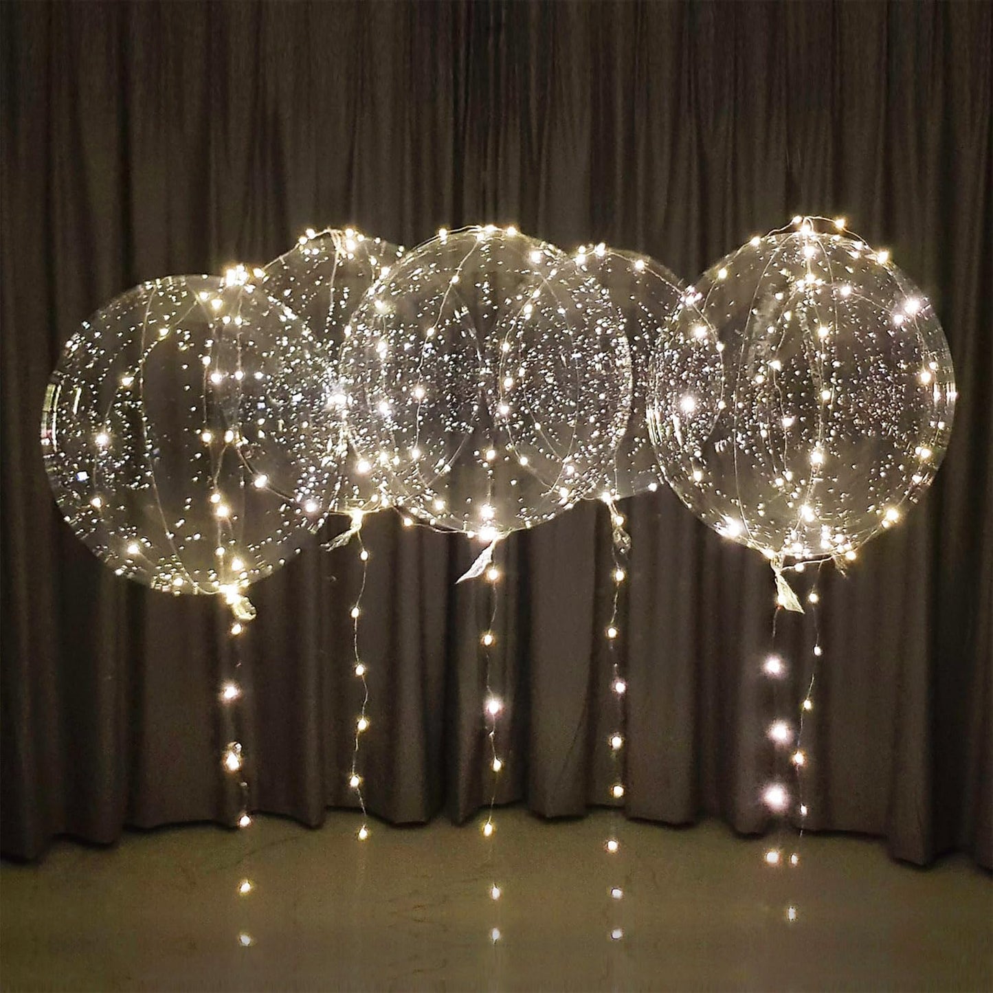 Lightsfever 8pc LED Light up Party Balloons with Batteries, Warm White Lights with Clear Bobo Balloons for Helium or Air, Home Decor Wedding Birthday