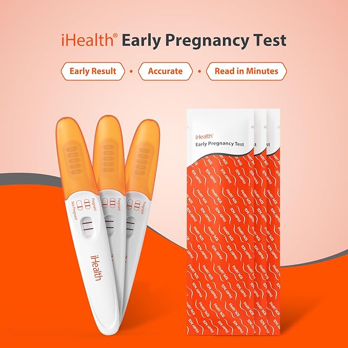 iHealth Early Detection Pregnancy Test, 3-Pack 99% Accurate Home HCG Test Kit, Results 6 Days Sooner with High-Sensitivity 10mIU/mL, Easy Dip & Read Clear Results