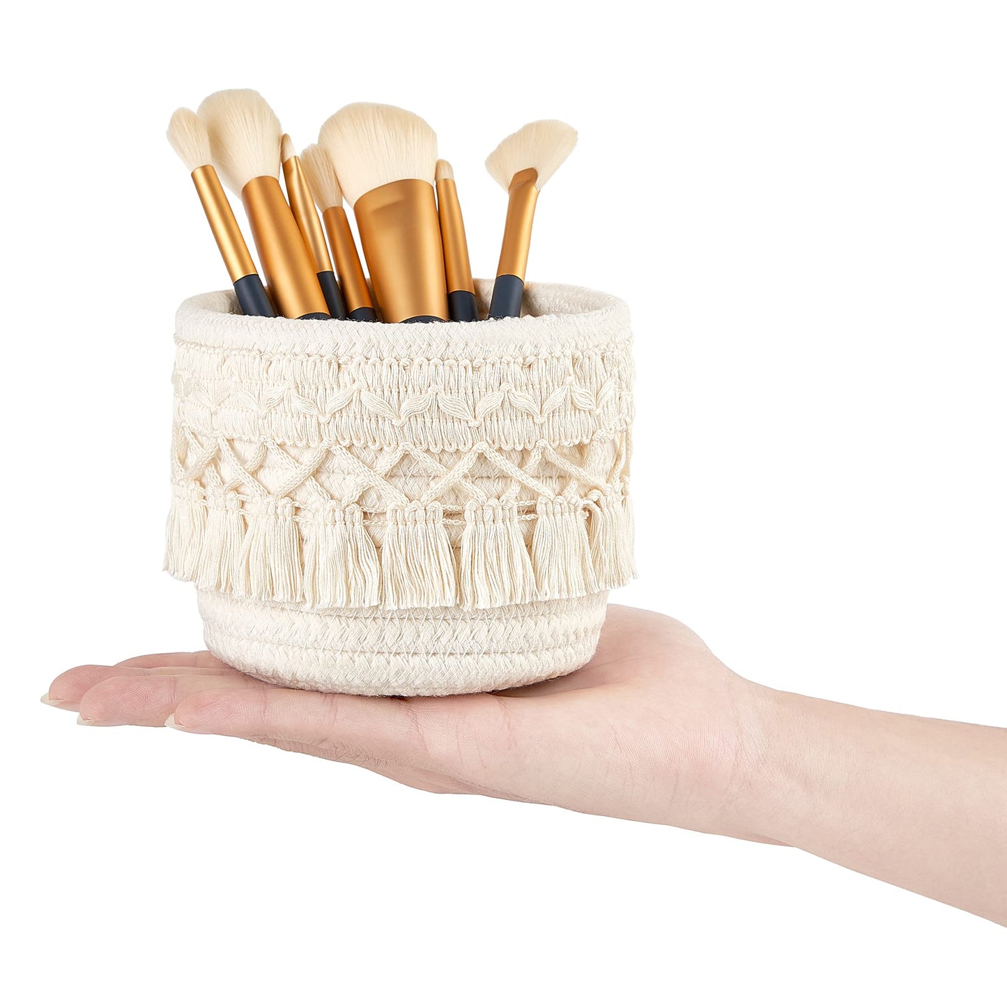 Mkono 3 Pack Macrame Baskets and Key Holder for Wall