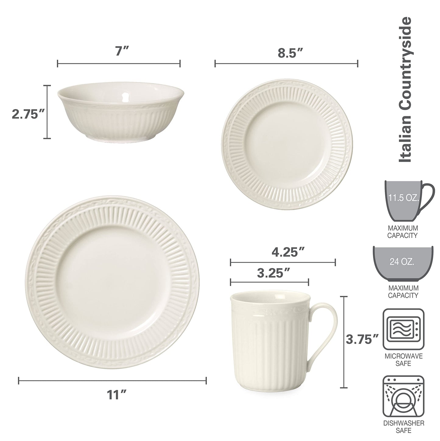 Mikasa Italian Countryside 16-Piece Dinnerware Set, Service for 4