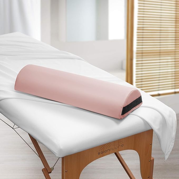 Saloniture Jumbo Half Round Massage Table Bolster Pillow Pad - 26 x 9 x 4.5 Inch - Pink