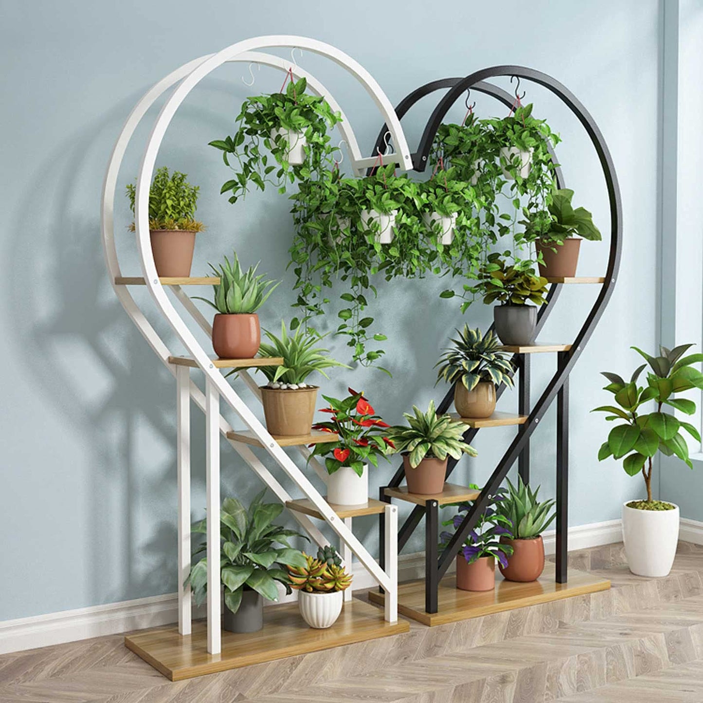 ZHOUYANB 4 Layer Plant Stand Heart-shaped Flower Pot Multifunctional With Hook For Patio Garden Balcony Living Room/a