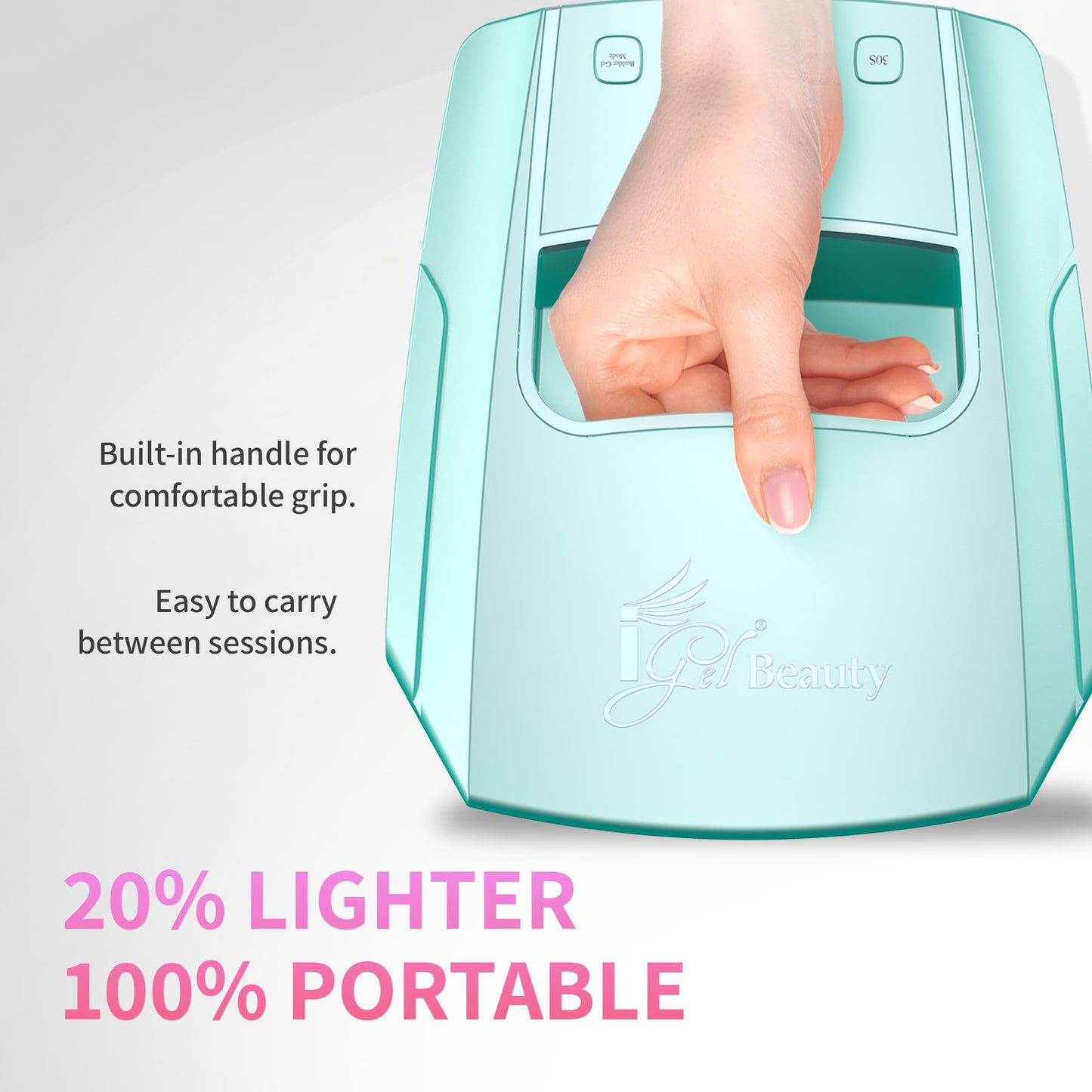 iGel Beauty Hybrid PRO 3.0 XL UV/LED Nail Lamp – Wireless Rechargeable 48W Nail Dryer, Extra Wide Full-Hand Curing, 9000mAh Battery, Smart Timer & Builder Gel Mode, Cordless Professional Lamp
