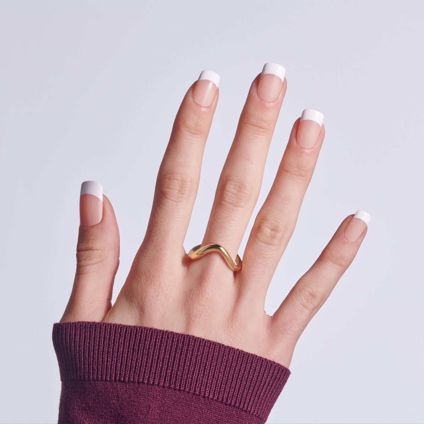 Kiss Core, Press On Nails, Nail glue included, 'Hopeful', White, Medium Size, Squoval Shape, Includes 32 Nails, 2g Glue, 1 Manicure Stick, 1 Mini File