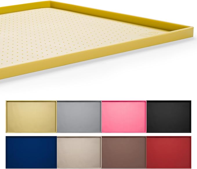 Hubulk Dog Feeding Mat,100% Waterproof Food Grade Silicone Pet Food and Water Bowl Placemat,Dishwasher, High Raised Edge to Prevent Spills,Nonslip Tray to Stop Messes on Floor（28"x18"x0.8",Hunter ）