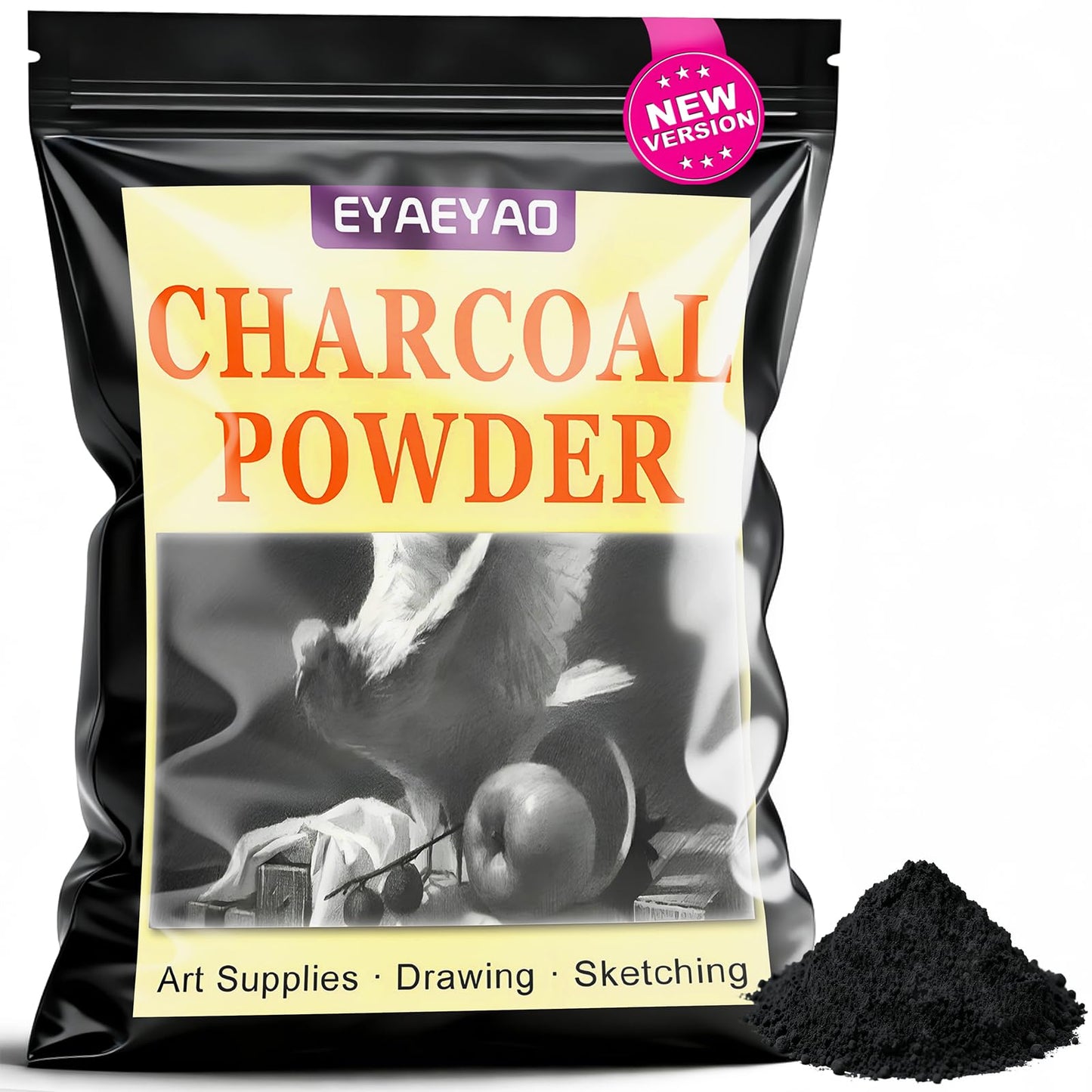 Eyaeyao Premium Charcoal Powder for Drawing and Art, Drawing Charcoal for Sketching, Shading, Blending with Beginners & Pro Artists (16 Ounces)