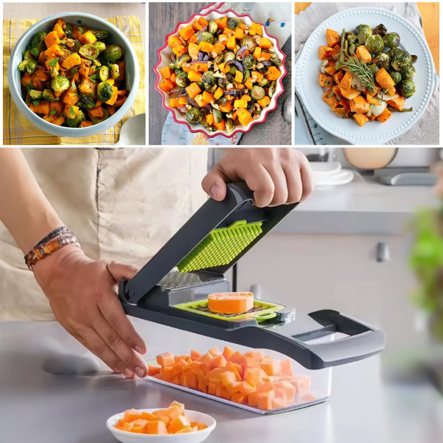 12-in-1 Multifunctional Vegetable Chopper, Slicer, Dicer & Peeler – Compact Black Kitchen Prep Tool