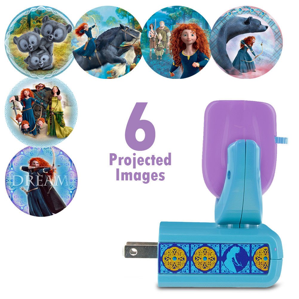 New Set Baby Fall Asleep Fast Crib Bed LED Light Soft Dream Light Projectable LED Plugin Night Light Bedroom Wall Decor Projector Disney Pixar's Brave