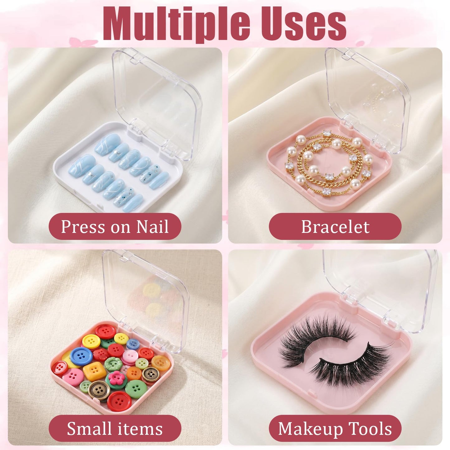 32 Pack Press on Nail Packaging Box with 120 Pcs Adhesive Double Sided Tape, Acrylic Nail Packaging for Press Ons Nails Organizers and Storage for Fake Nails Storage Display Art Business Salon