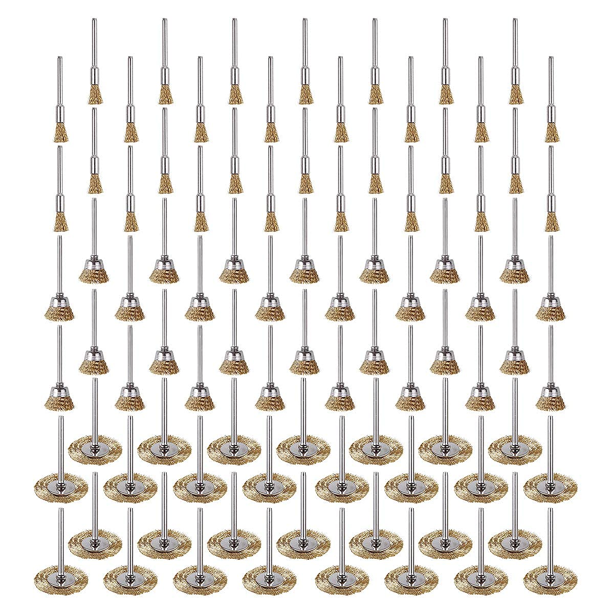 Rocaris 90 Pcs Wire Brushes Set, Brass Wire Wheels Pen Brushes Set Kit Accessories for Rotary Tool