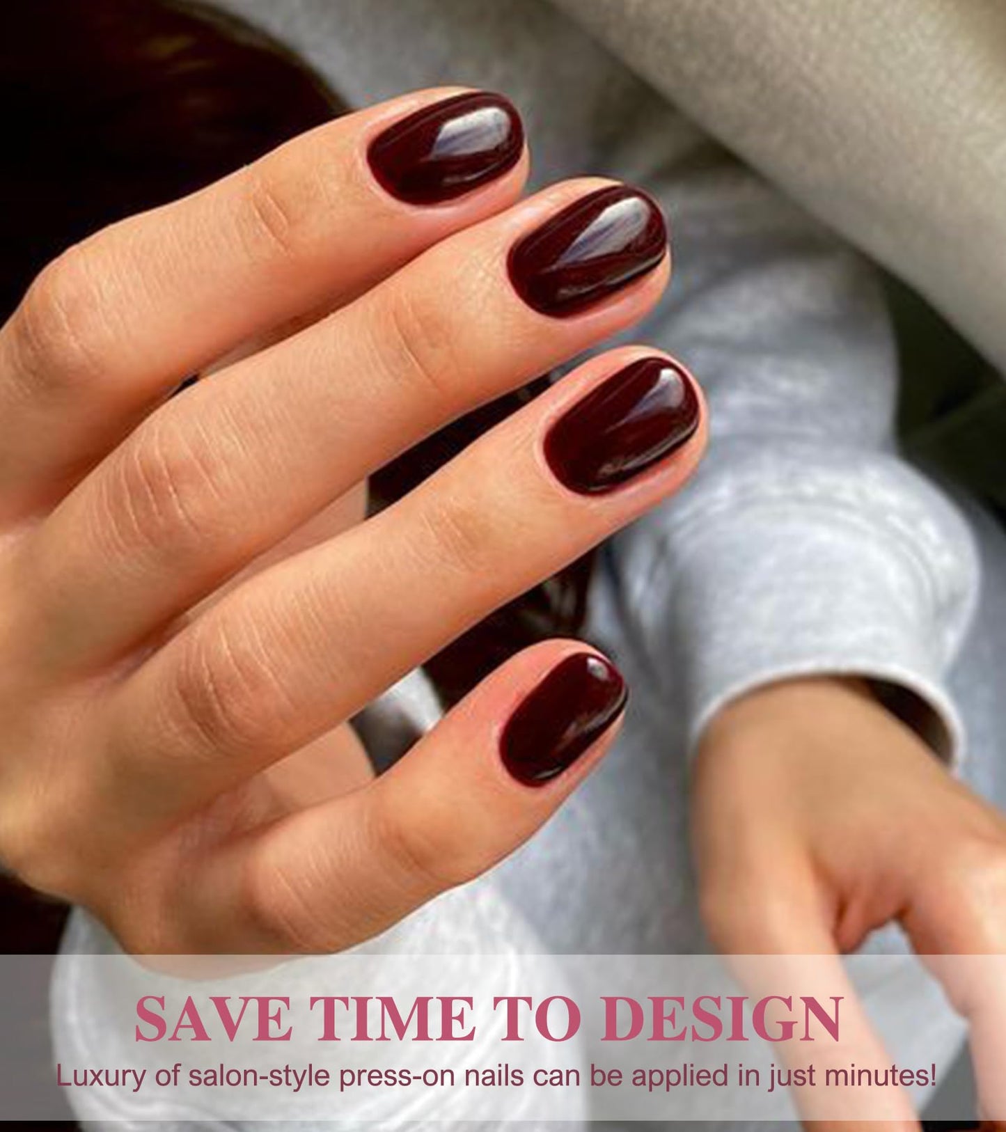 Press on Nails Short - Aegenacess Square Press On Nails, Jelly Wine Red Stick On Nails, Burgundy Glue On Nails with Jelly Stickers, Solid Color Fake Nails in 12 Size - 24PCS False Nail Kit