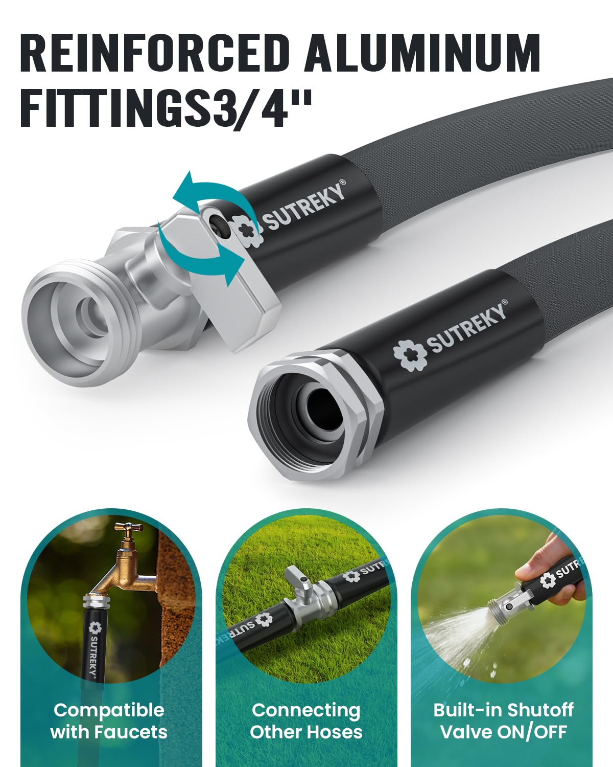 25ft Garden Hose, Ultra Lightweight All-Weather Water Hose, Durable & Flexible, Built-in Valve, Leak-free Connections, TPU Water Hose, Drinking Water Safe
