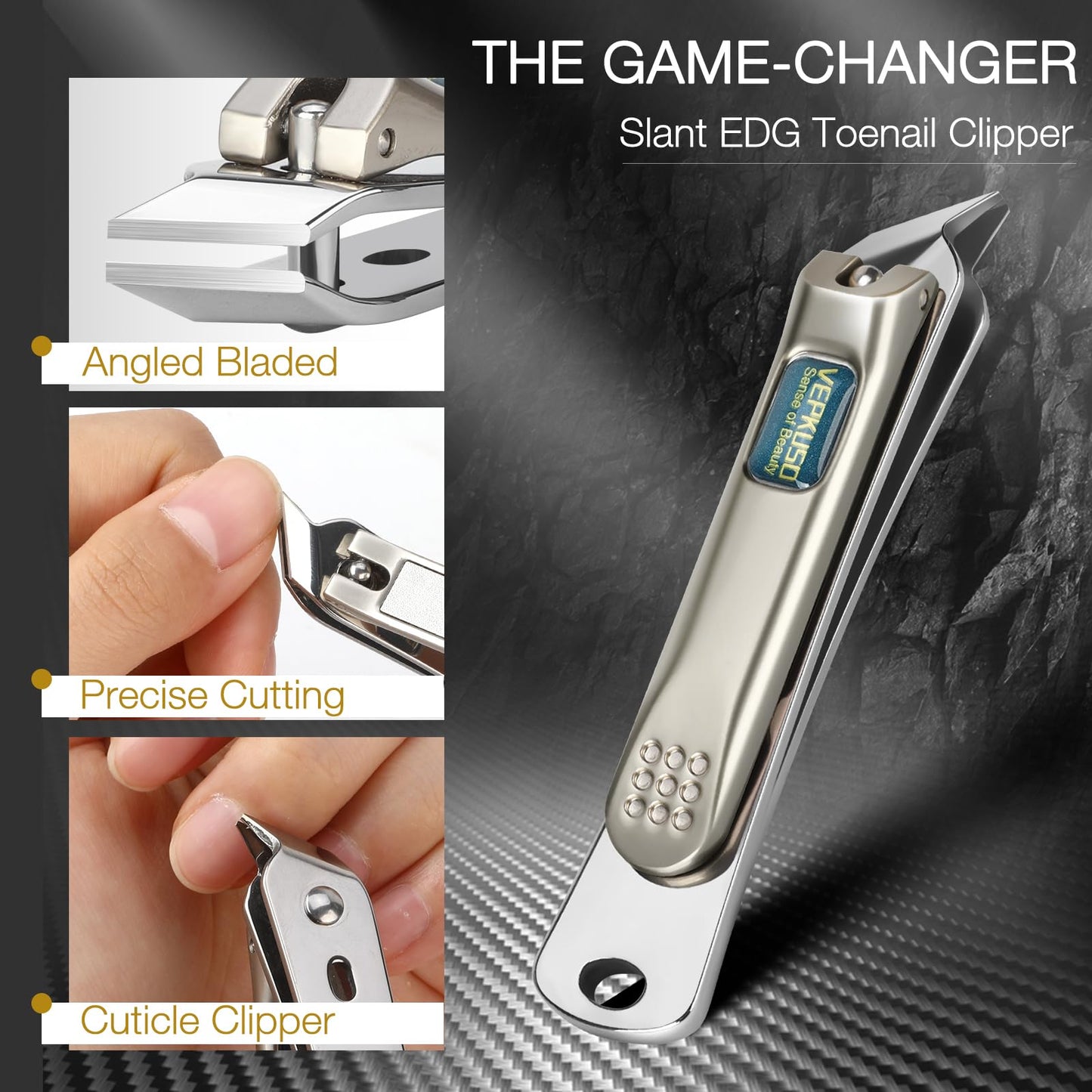 Nail Clippers for Men, Vepkuso Toenail Clippers for Thick Nails and Ultra Sharp Fingernail Clippers for Women, 4 in 1 Nail Clippers Cutter for Seinors, Gift Ideas