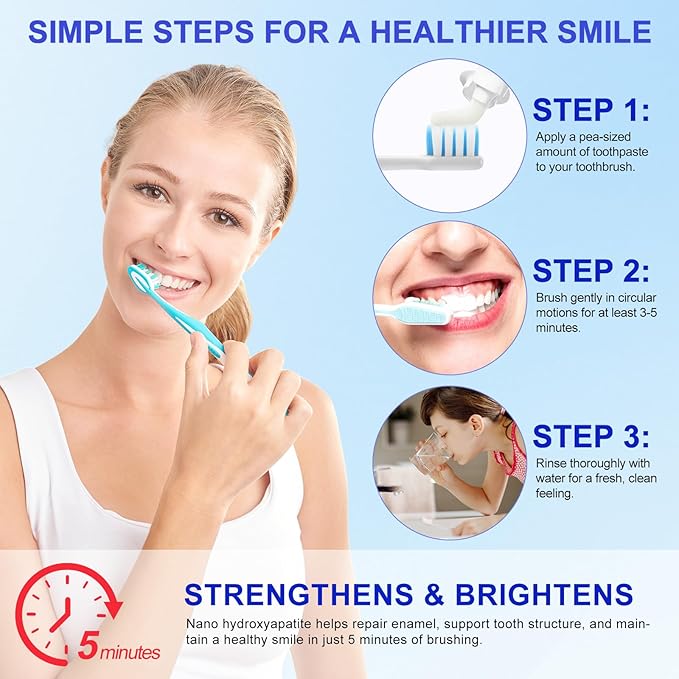 2 Pack Hydroxyapatite Toothpastes for Enamel Protection and Tooth Strengthening (4.23 Oz), Fluoride-Free Formula with Gentle Mint, for Sensitive Teeth, Daily Protection, Long-Lasting Fresh Breath