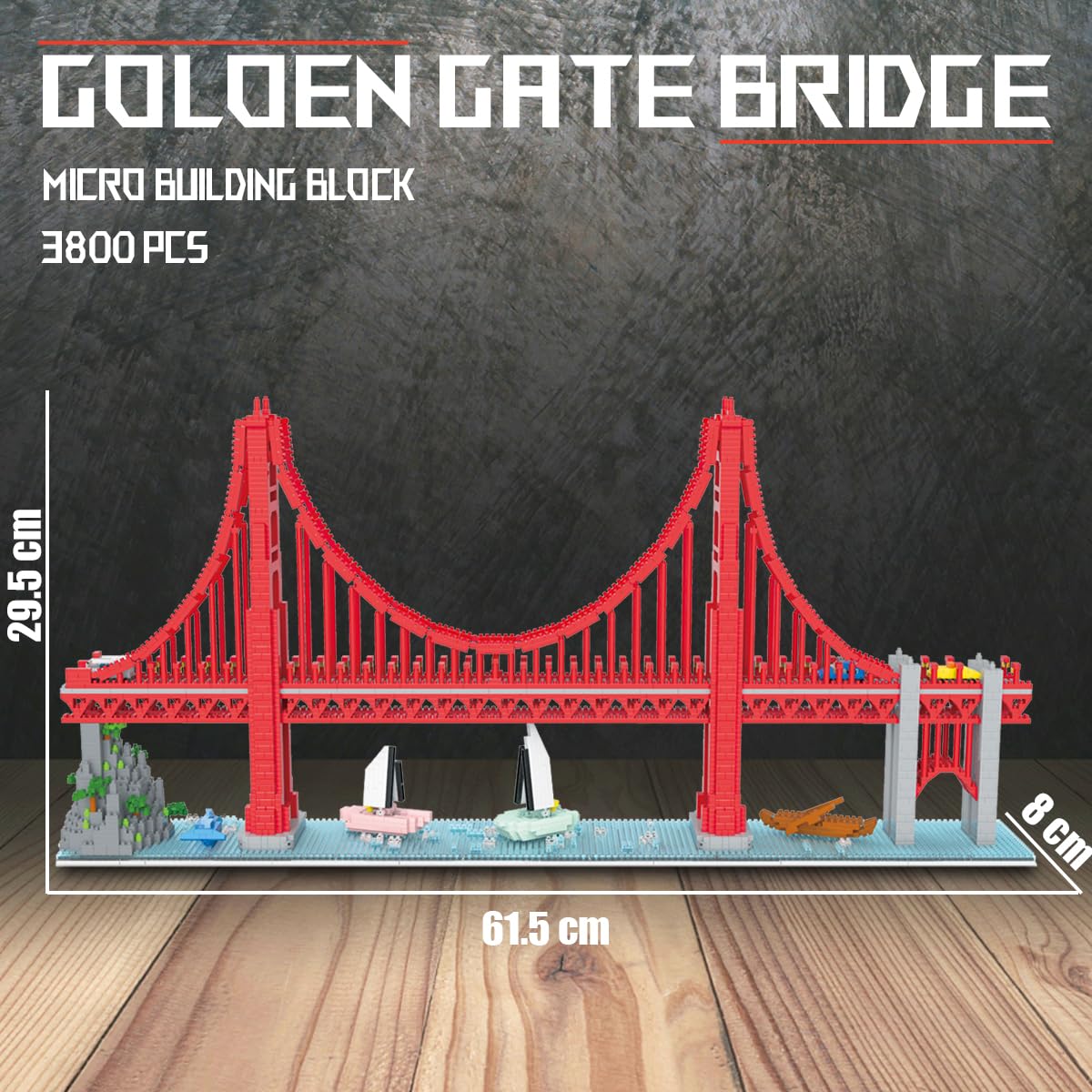 HONLANCH Golden Gate Bridge Micro Building Blocks Set （3800 Pieces）,Landmark Architecture Gift for Adult and Kid