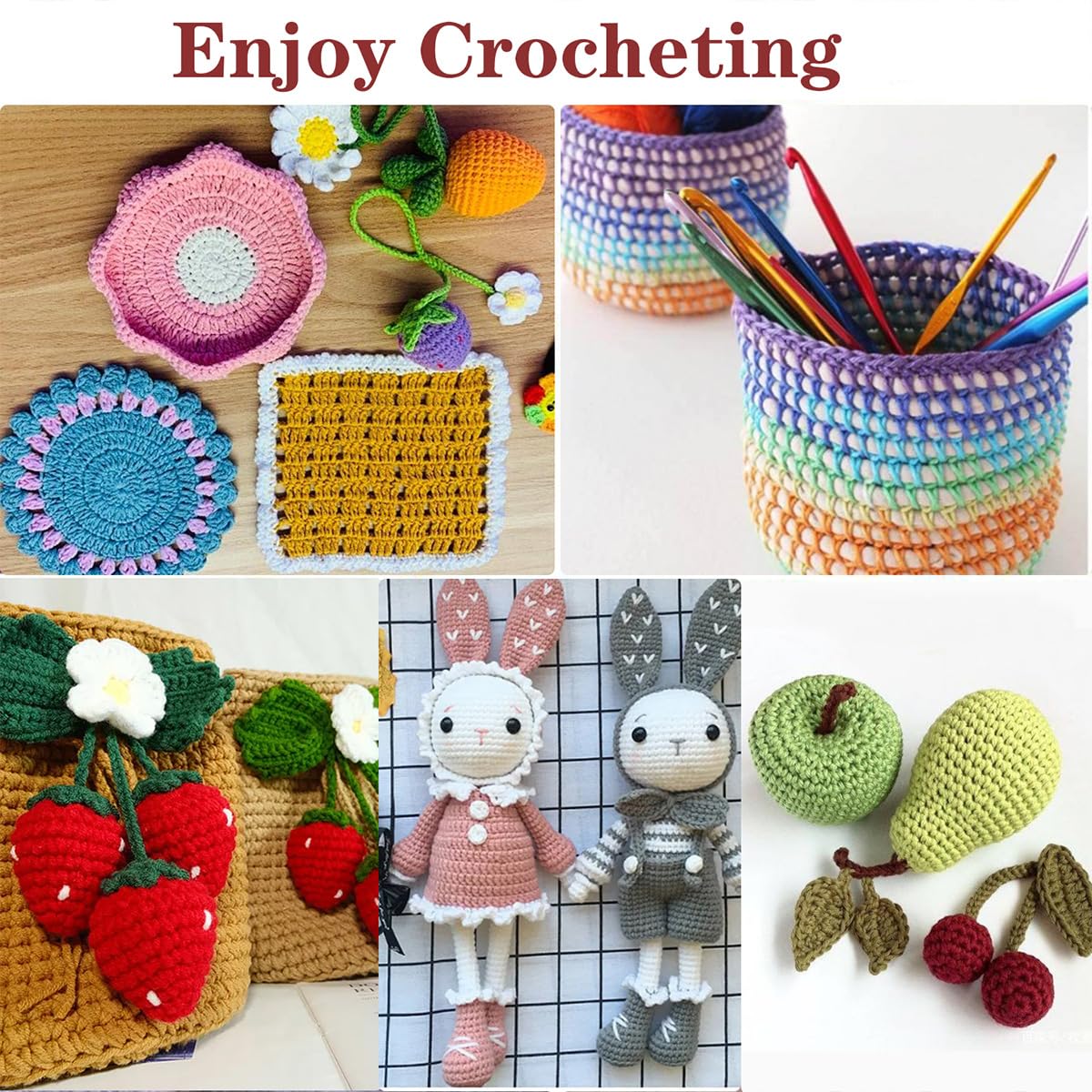 Hntess 118Pcs Crochet Kit for Beginners, Premium Knitting & Crochet Supplies Set with 12 Yarn Spools, 21 Crochet Hooks, 6 Sewing Needles & Storage Case, Complete Starter Crochet Kit for Adults Kids