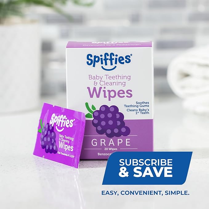 Baby Teeth Wipes - Grape Flavor, Xylitol-Enriched Baby Gum Cleaner & Dental Wipes for Teething Relief and Teeth Cleaning - Safe for Infants & Toddlers, 20 Count (Pack of 3)