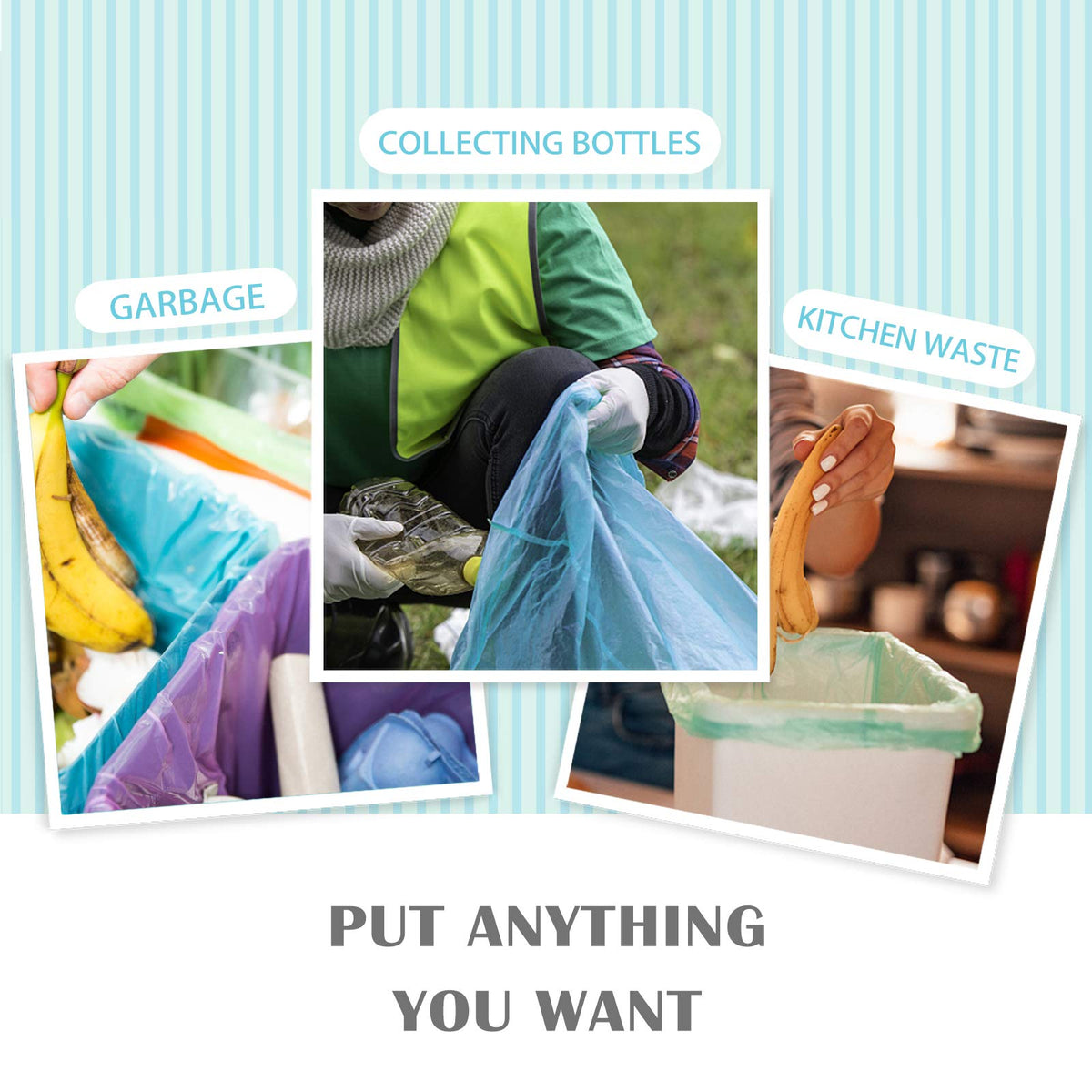 4 Gallon 330 Counts Colorful Small Trash Bags 3.8 Gal 4 Gal 4+ Gal fit 15 liter Garbage Bags by Teivio